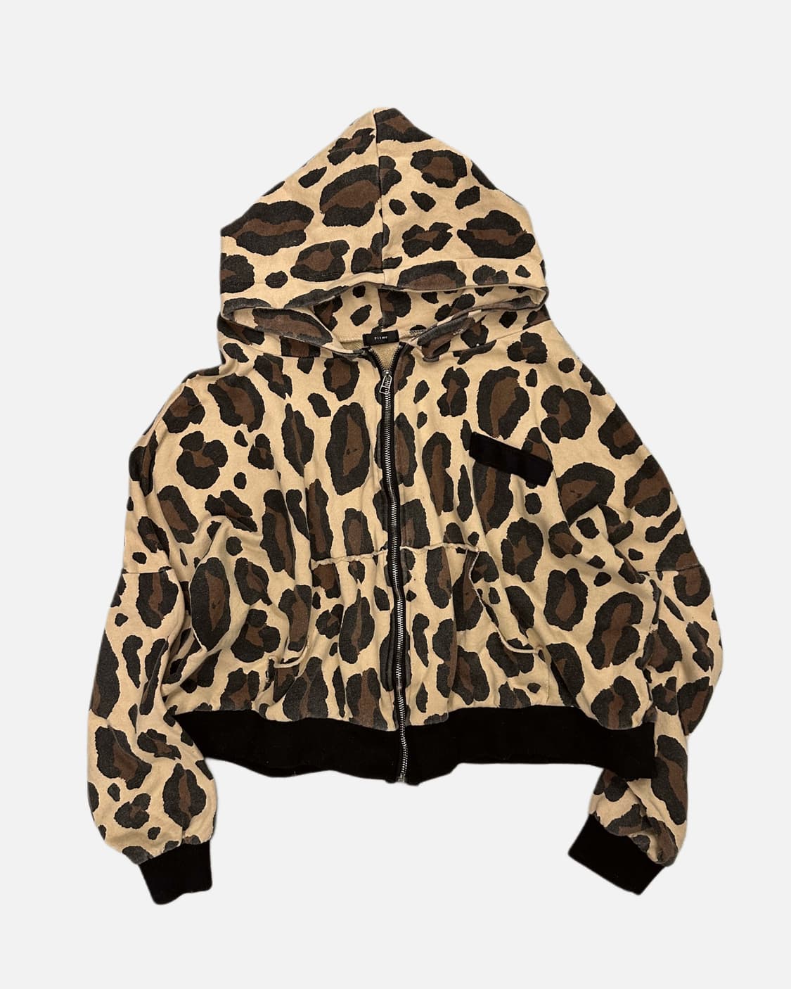 leopard crop over hood zip-up 상품이미지1