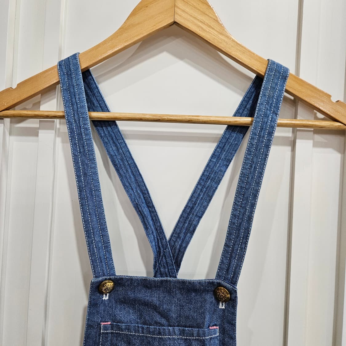 데님 멜빵 반바지 핑크 프린팅 상품이미지2