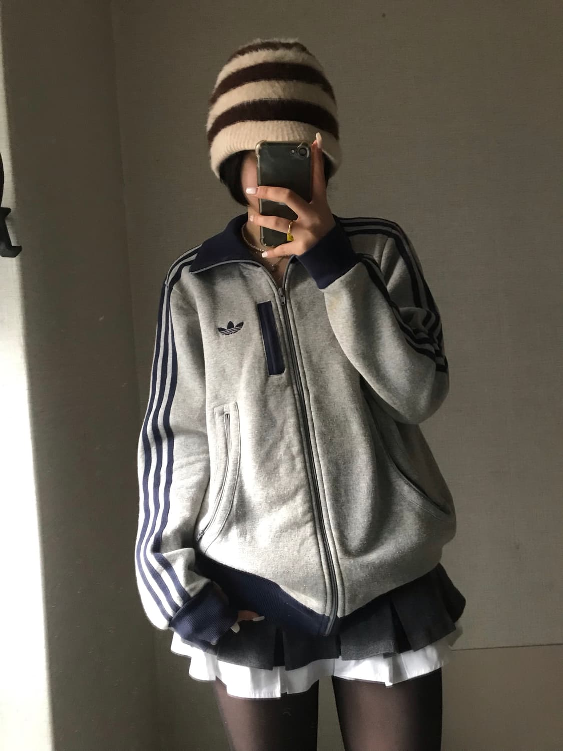 아디다스 그레이 네이비 코튼 파이어버드 집업 상품이미지1