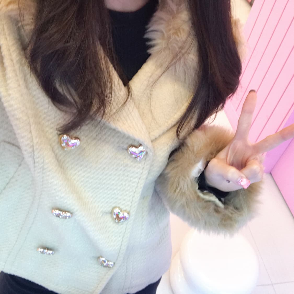 빈티지 라떼 퍼 코트 히메갸루 로걀 히메카지 오네갸루 모리걸 리즈리사깔 상품이미지2