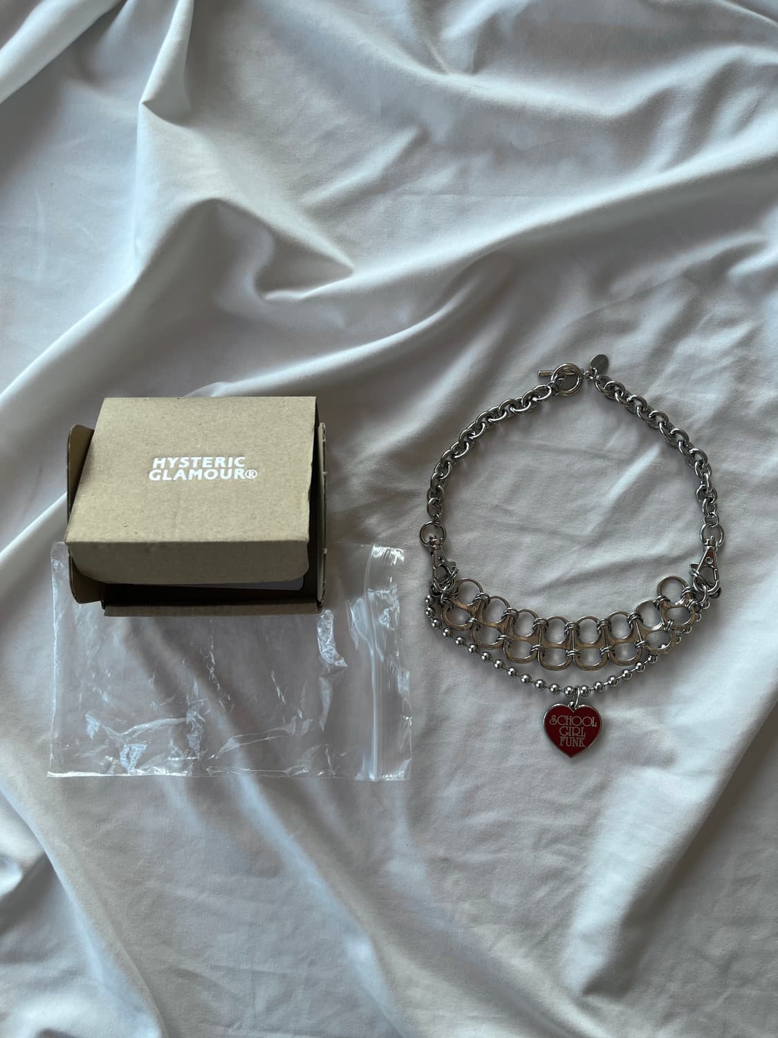 (새상품) 히스테릭 글래머 스쿨 걸 펑크 하트 참 더블 체인 목걸이 상품이미지7