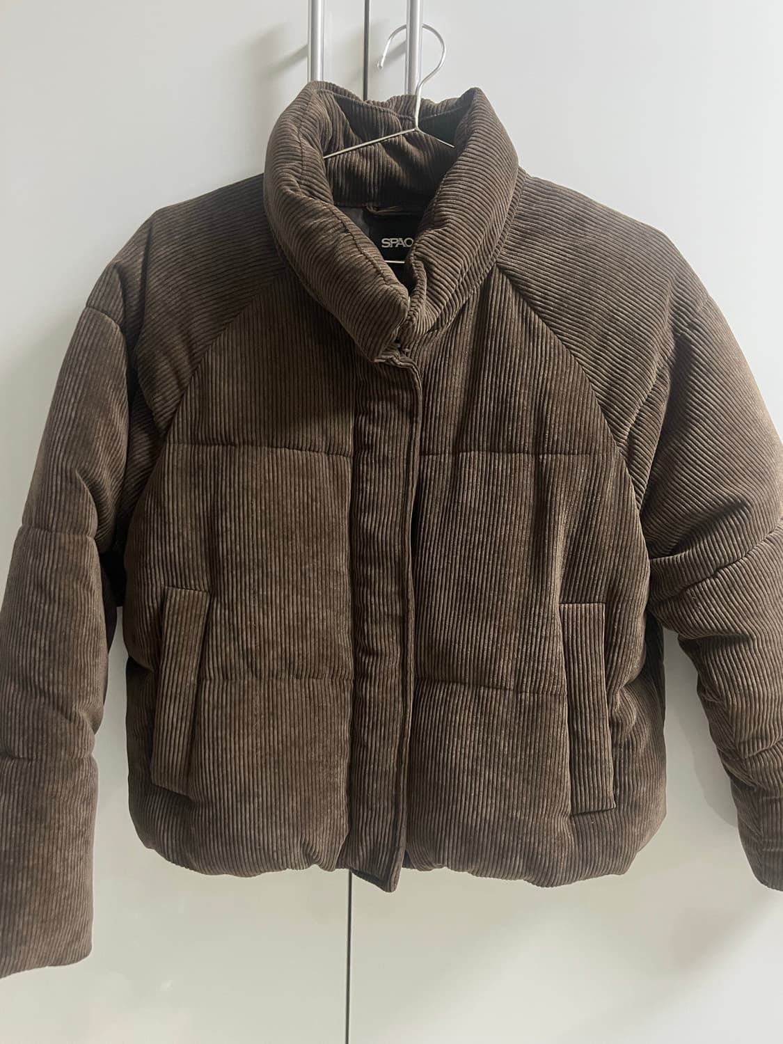 스파오 파스텔푸퍼 코듀로이 패딩 브라운 상품이미지1