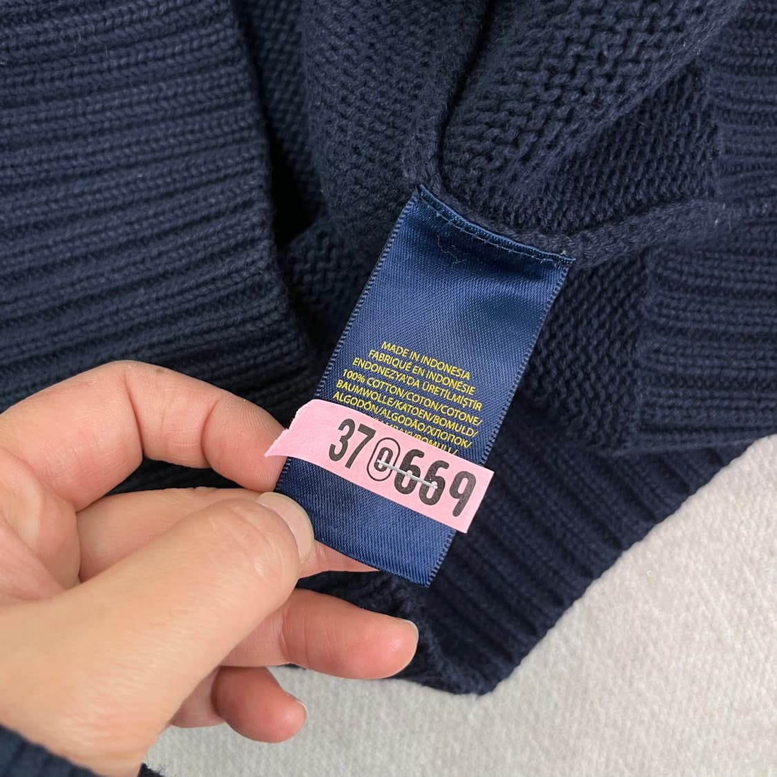 95 폴로 랄프로렌 네이비 코튼 반집업 니트 상품이미지6