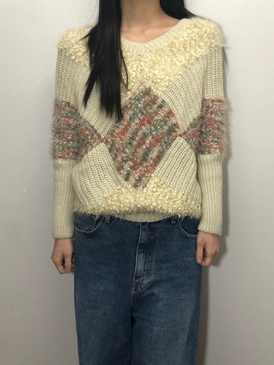 빈티지 아이보리 퍼 디테일 니트 상품이미지6