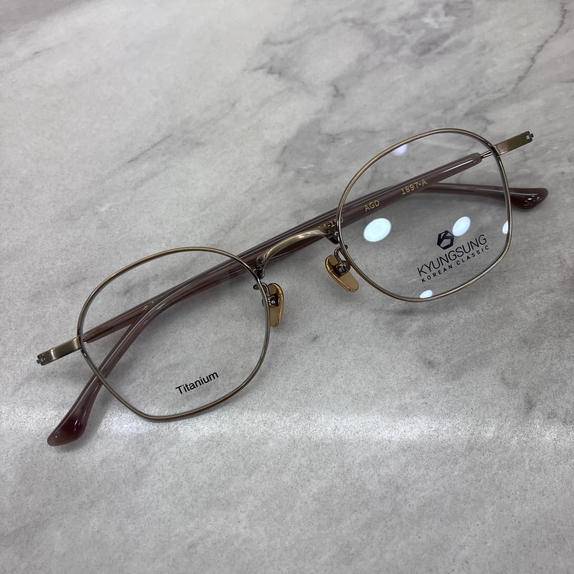 C26 경성 京城 어제1897 엔틱 골드 유니크라운드 메탈테 안경 상품이미지1