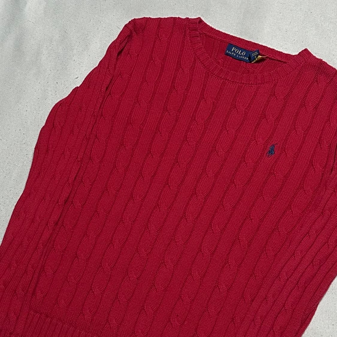 S 폴로랄프로렌 레드 케이블 니트 상품이미지1