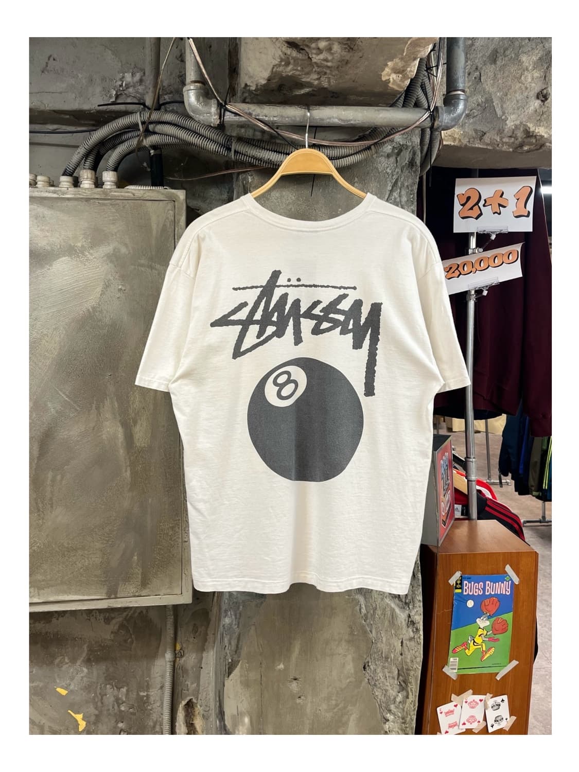 스투시 에잇볼 빅로고 반팔티 화이트 L #csz3562 상품이미지1