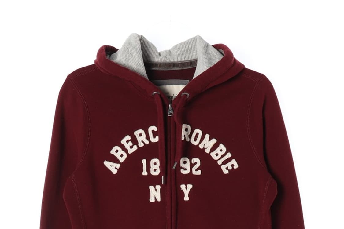 아베크롬비 버건디 레터링 후드 집업 M 상품이미지3