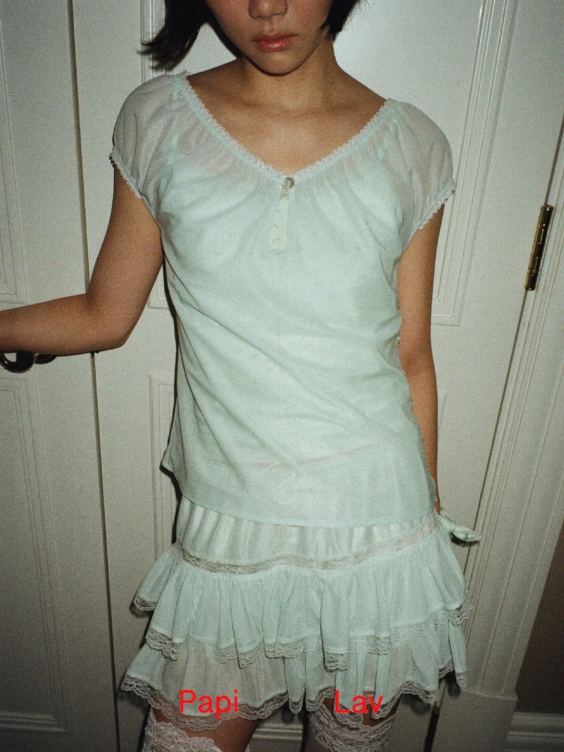 Papi lav MINT GREEN BLUSHY TOP 상품이미지4