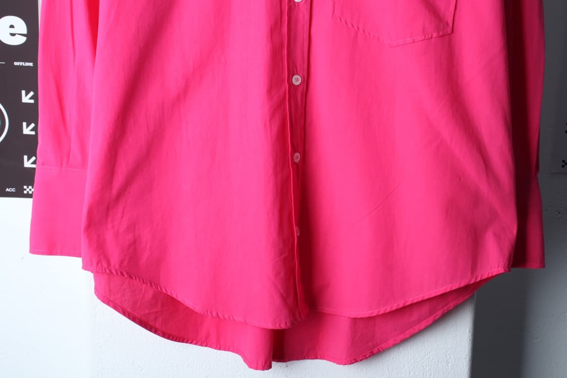 W(S-XL) 자라 셔츠 남방 오버핏 브이넥 핑크 무지-H32352 상품이미지4