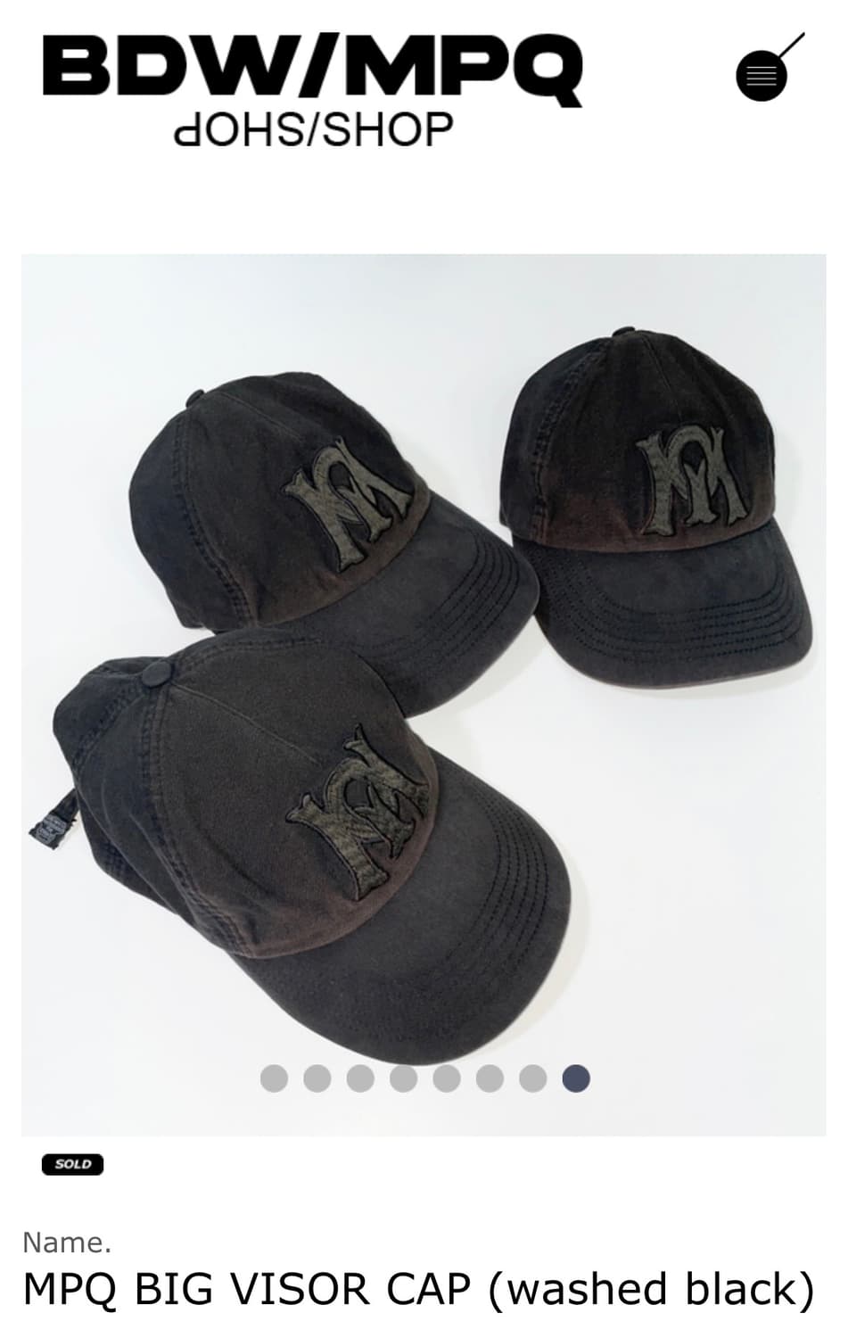 mpq 빅바이저 캡 워시드 블랙 ( wased black) 상품이미지2