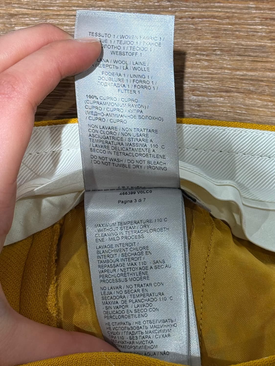 보테가베네타 머스타드 옐로우 버진 울 트라우저 상품이미지9