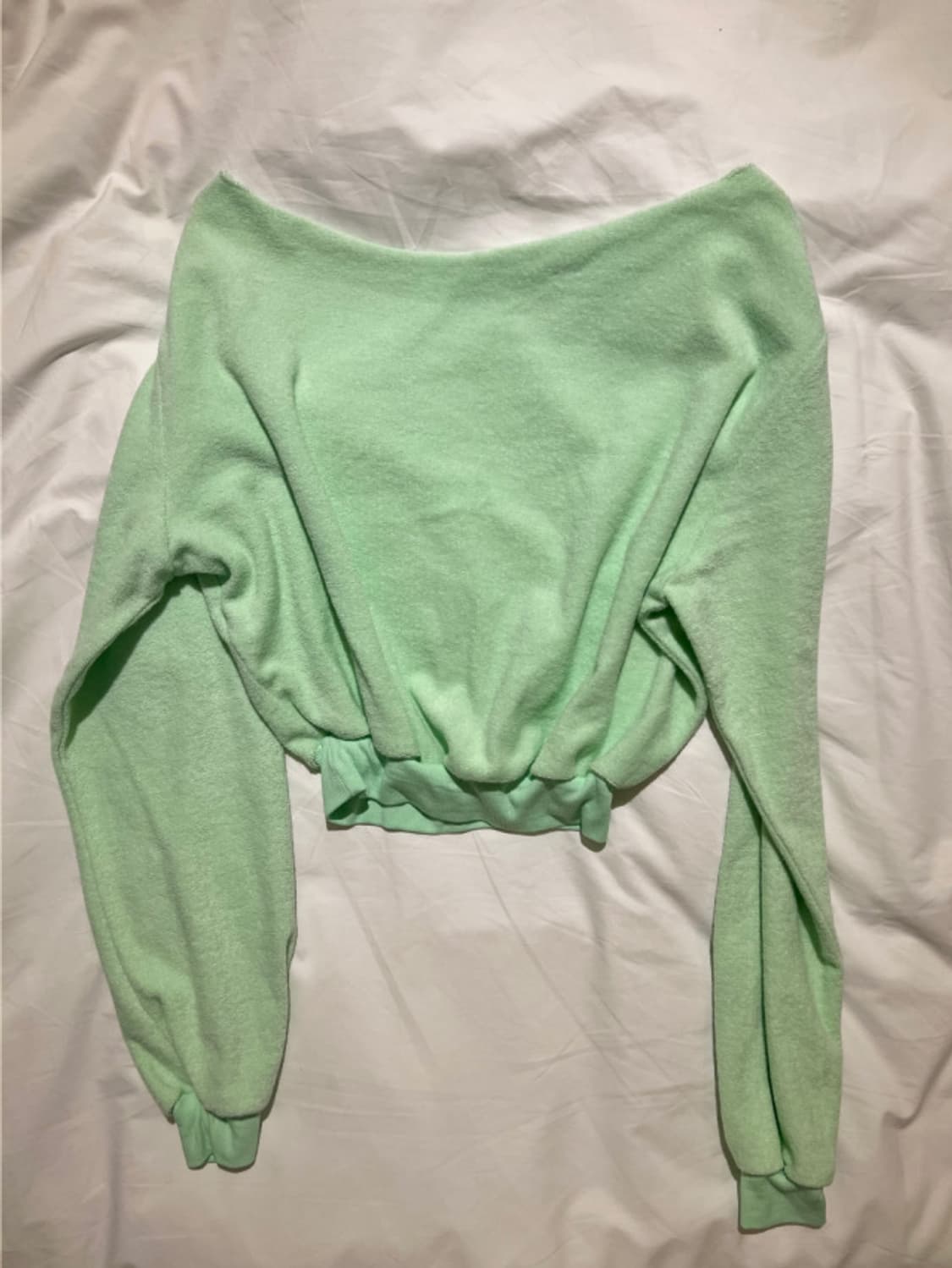 반택포) tanger 탠저 towel crop 오프숄더 맨투맨 민트 핑크 상품이미지4