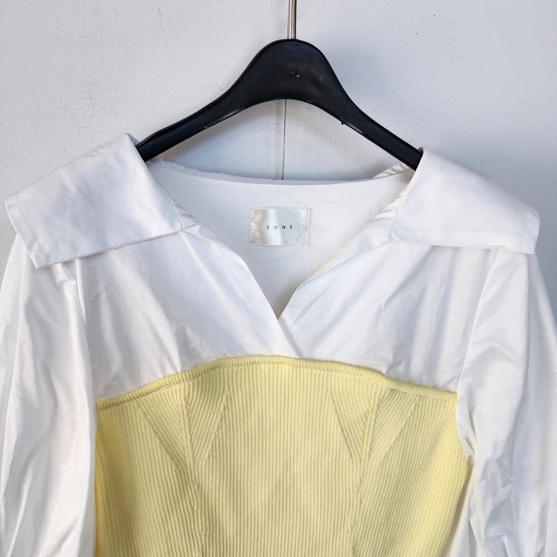 EUNE 셔츠 레이어드 니트탑 옐로우 상품이미지2