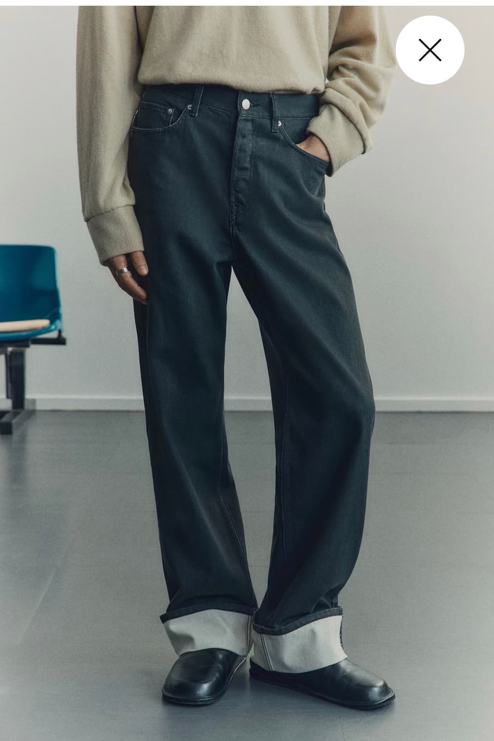 h&m 아뜰리에 프리미엄 셀렉션 스트레이트핏 흑청 데님 34사이즈 상품이미지1
