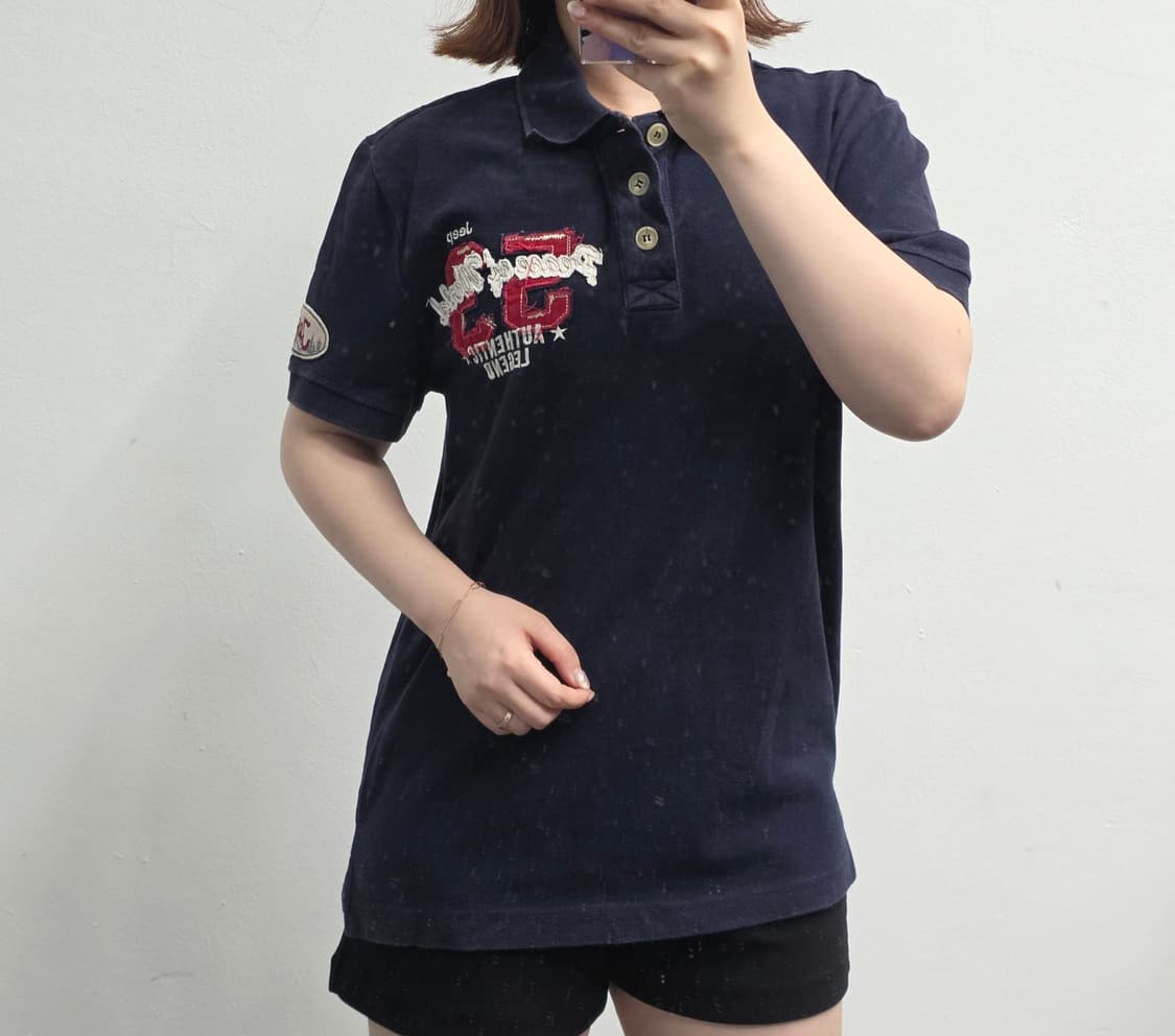 [프립]지프 입체자수 패치 반팔카라티 네이비 상품이미지1