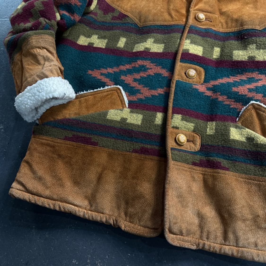 105 빈티지 웨스턴 노르딕 패턴 돈피 무스탕 자켓 상품이미지3