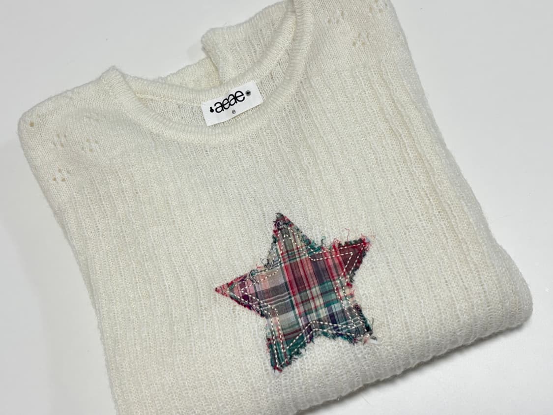 aeae 스타 니트 SHEER APPLIQUE KNIT [IVORY] 상품이미지5