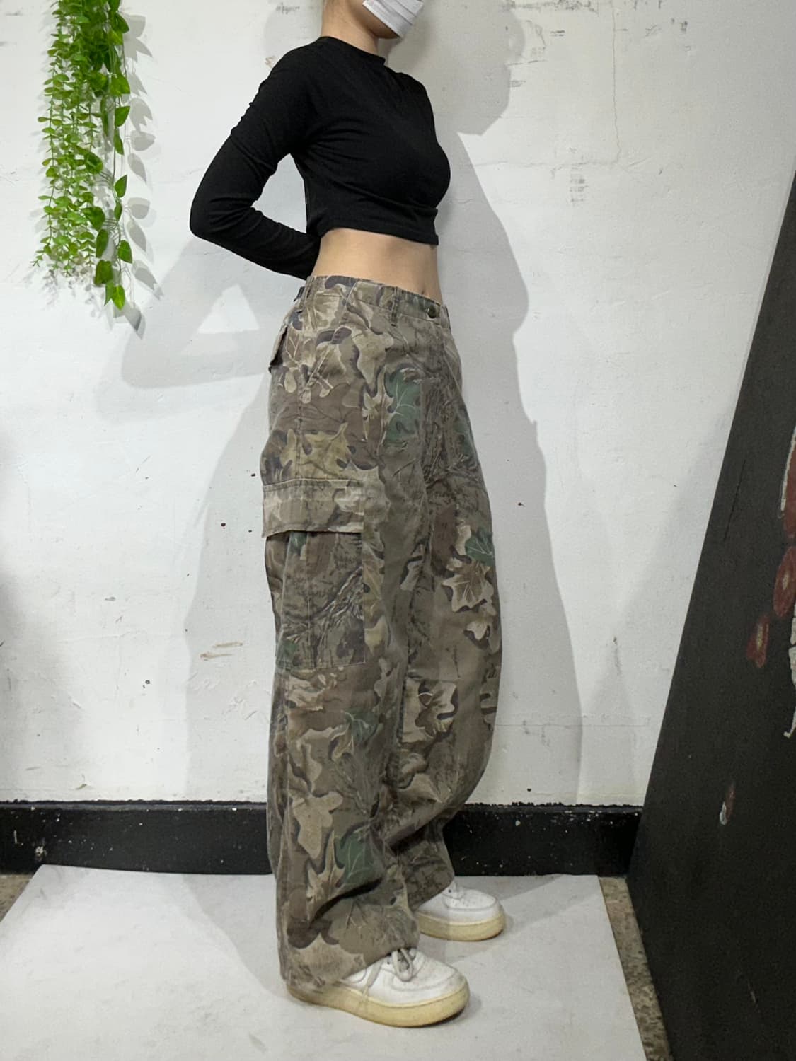 90s 빈티지 베이지 리얼트리 와이드 프린팅 카고 팬츠 헌팅 바지  상품이미지1