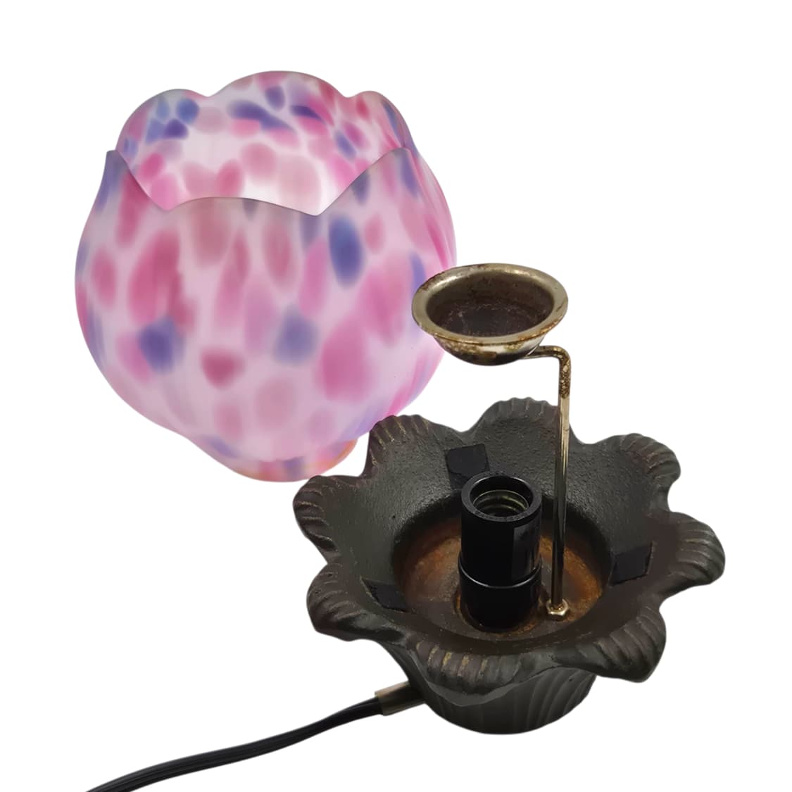 90s 호야 크리스탈 퍼플 튤립 화분 탁상 램프 상품이미지8