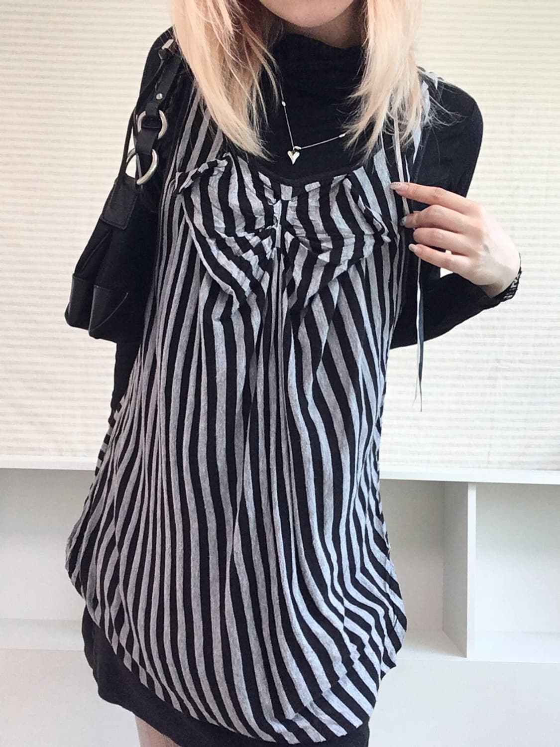 jpn vintage stripe shirring ribbon layer 상품이미지5