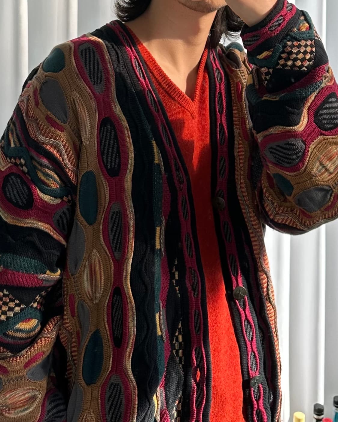 [L]툰드라 캐나다 멀티컬러 3D 케이블 니트 가디건 상품이미지2