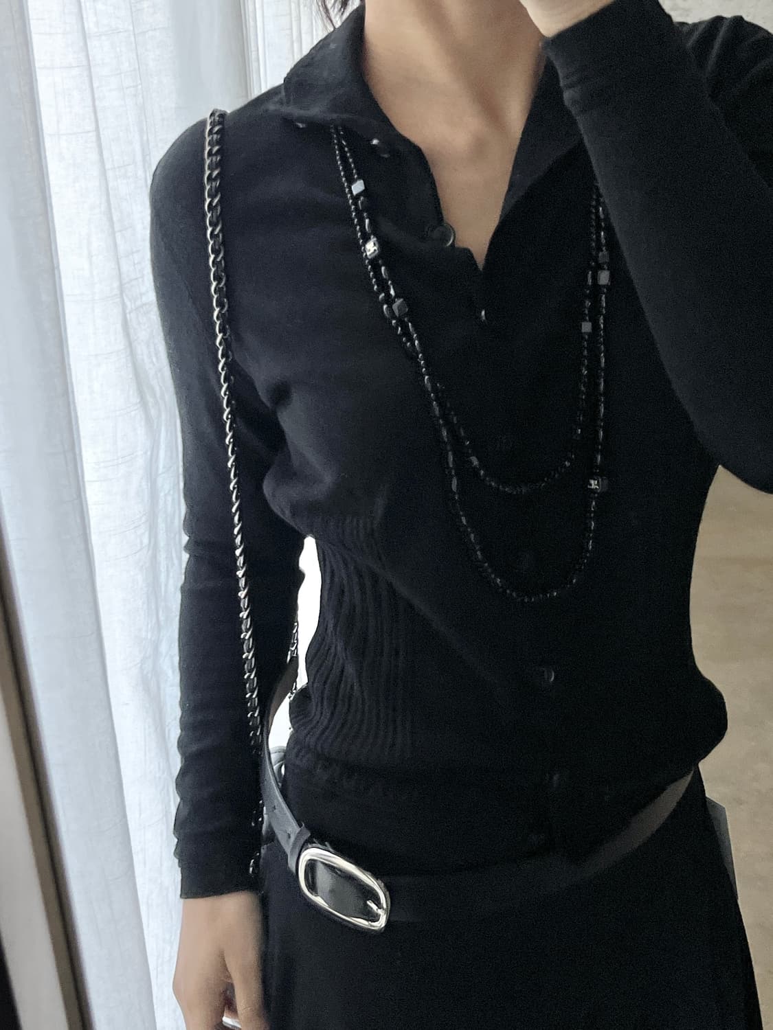 Courreges 꾸레쥬 더블 스트랩 네클리스 블랙 상품이미지3