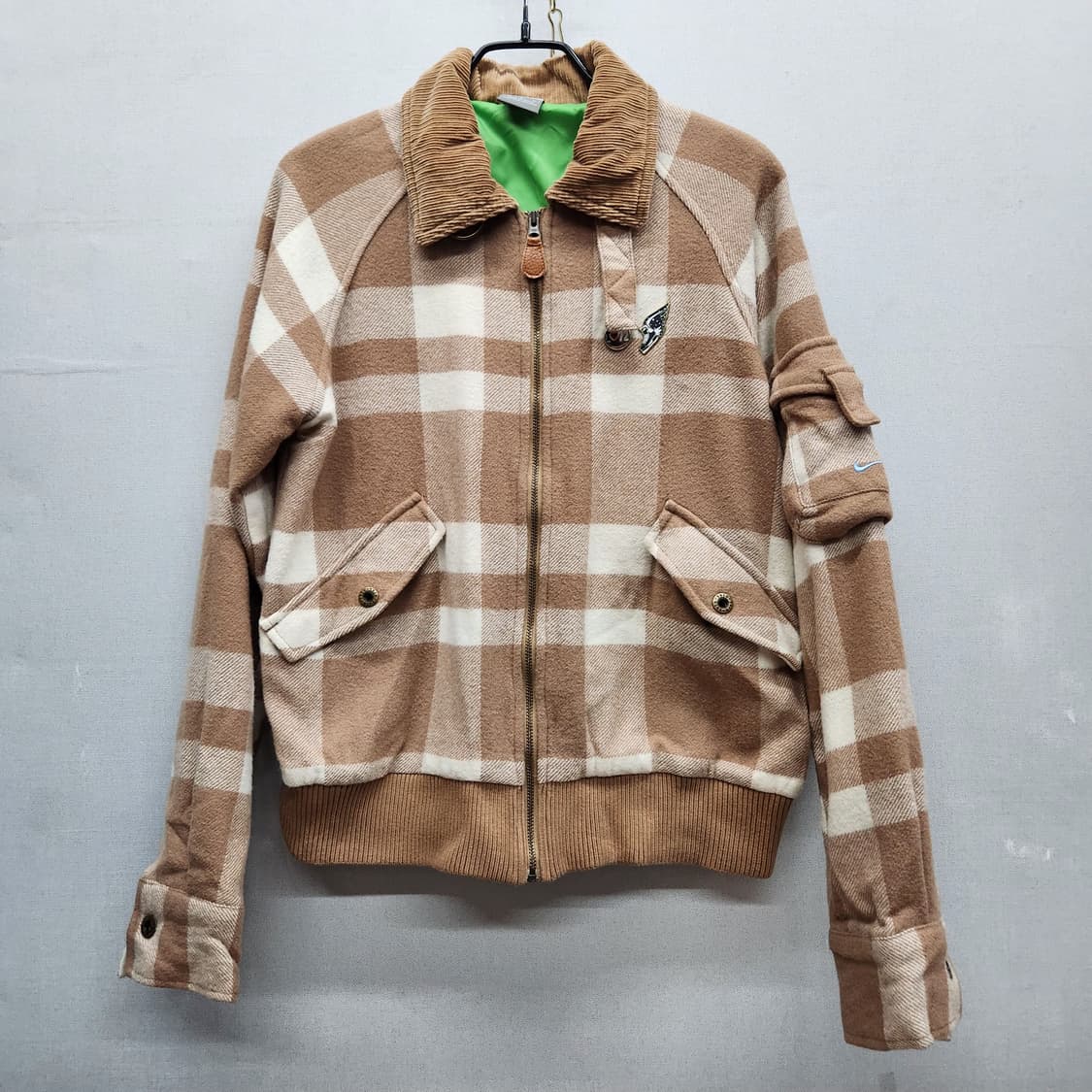 나이키 코듀로이 카라 울혼방 사이드포켓 체크 점퍼 M(M) 상품이미지1