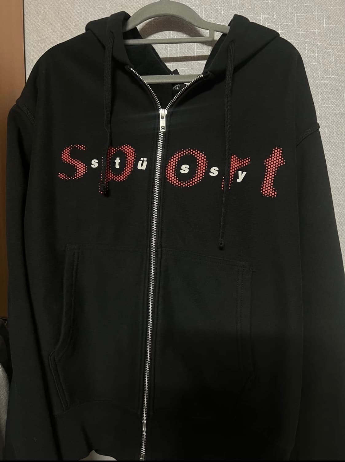 스투시 닷 스포츠 후드집업 블랙 상품이미지1