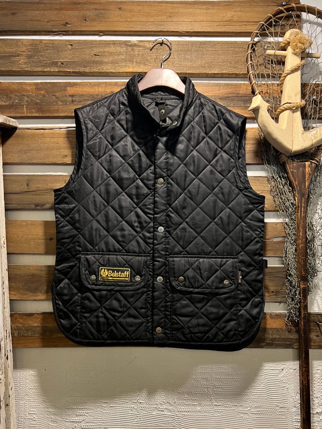 [S]90's Belstaff 벨스타프 블랙 퀼팅 모터사이클 베스트 상품이미지1