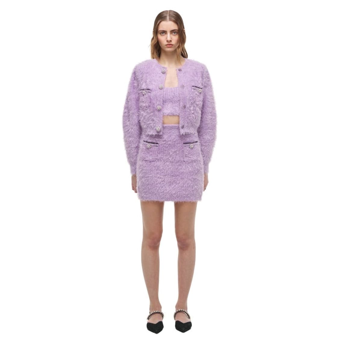 셀프 포트레이트 Lilac Fluffy Knit Cardigan (L) 상품이미지3