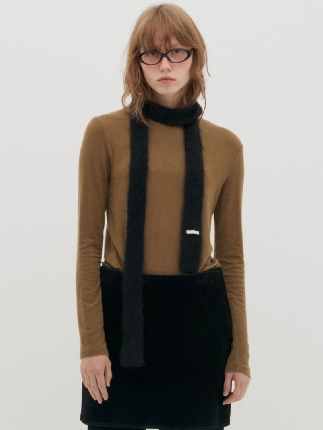 로우클래식 알파카 슬림 머플러 블랙 상품이미지2