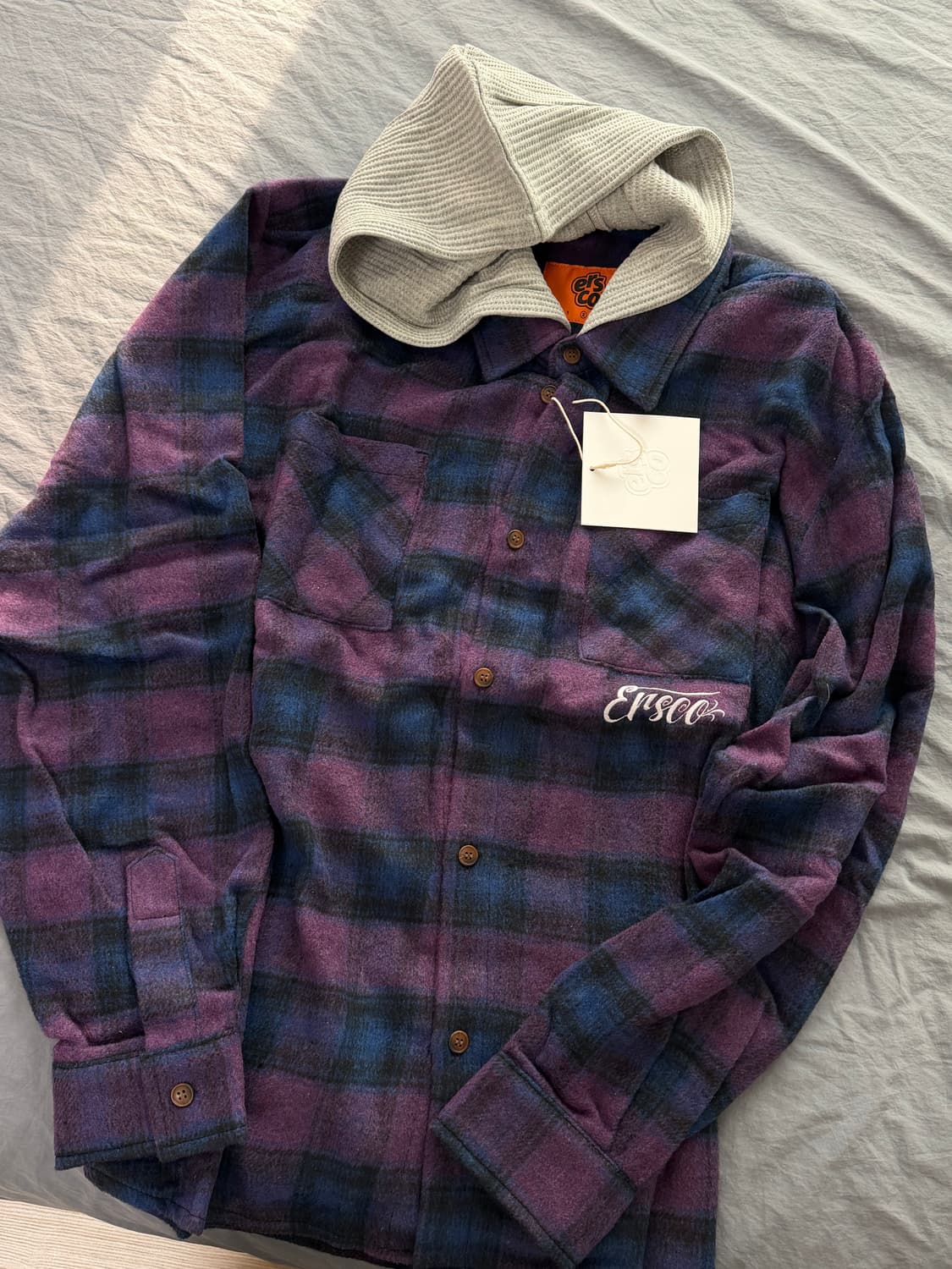 ERSCO 체크후드셔츠 새상품 상품이미지1