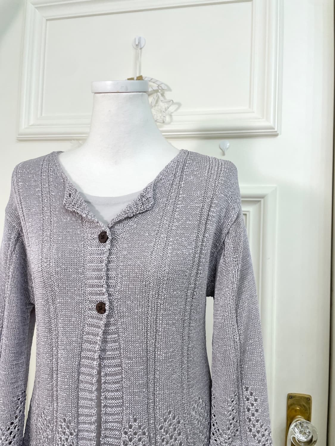 sheer lavender crochet cardigan&gray sli 상품이미지7