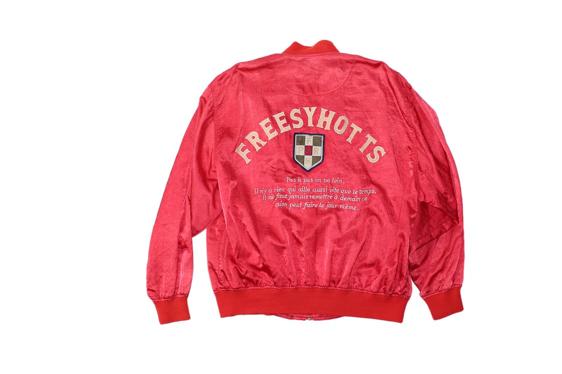 1990s USA FREESY HOTTS 새틴 집업 블루종 상품이미지1