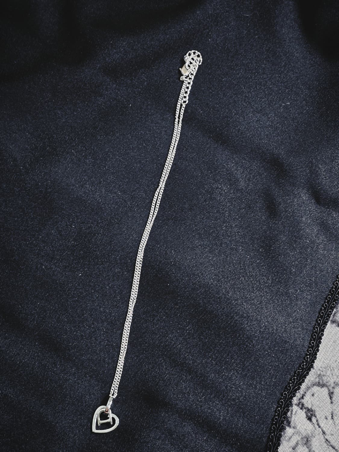 디올 은장 오픈하트 이니셜D 목걸이(정품) 상품이미지5