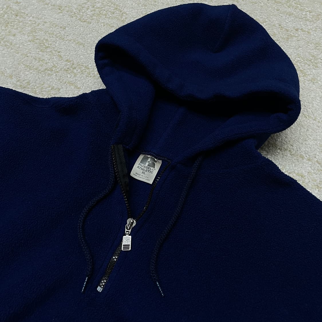 90s Russell 러셀 made USA 플리스 하프 집 후드 후리스 상품이미지2