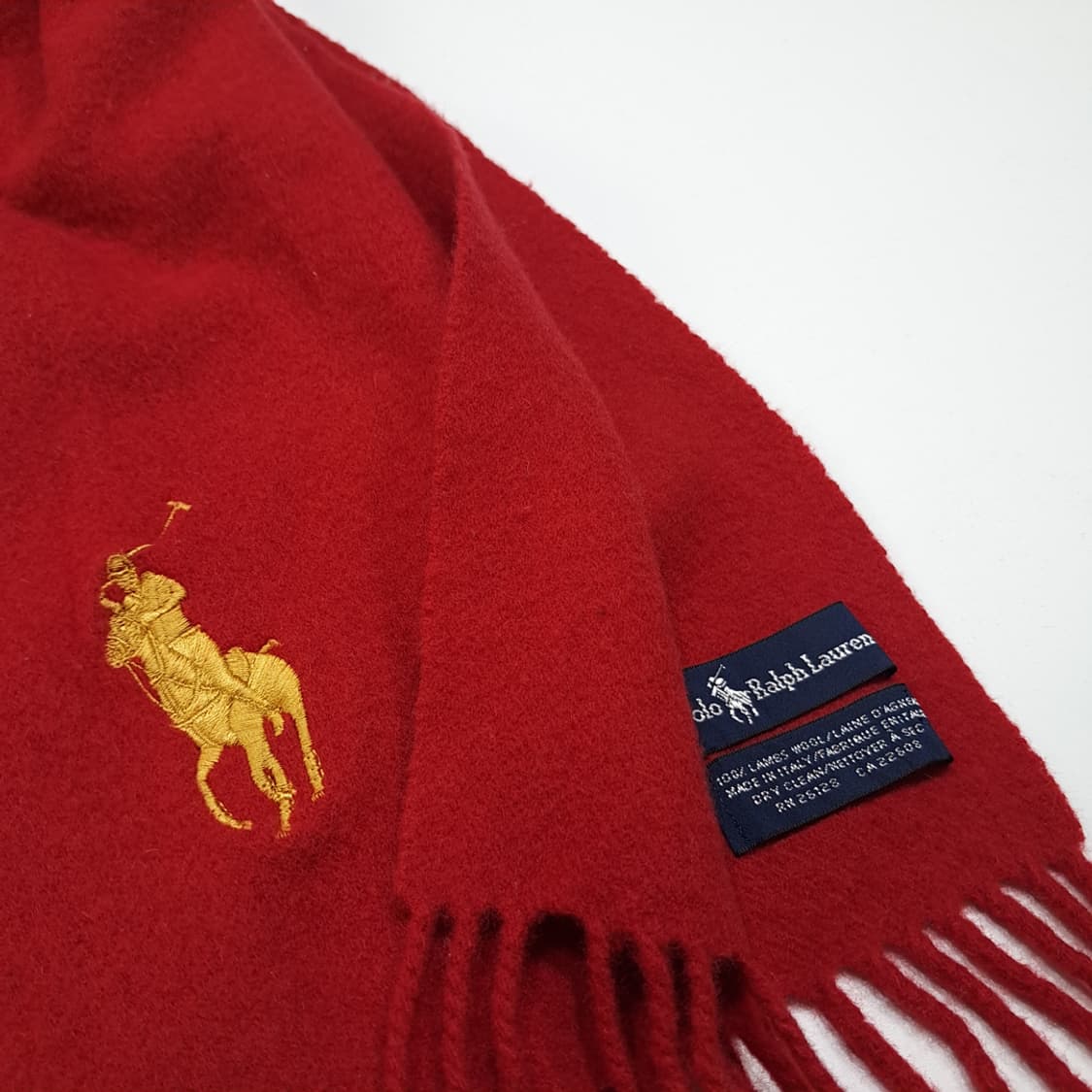 MX405 폴로 이태리판 램스울 골드포니 레드 머플러 목도리 상품이미지6