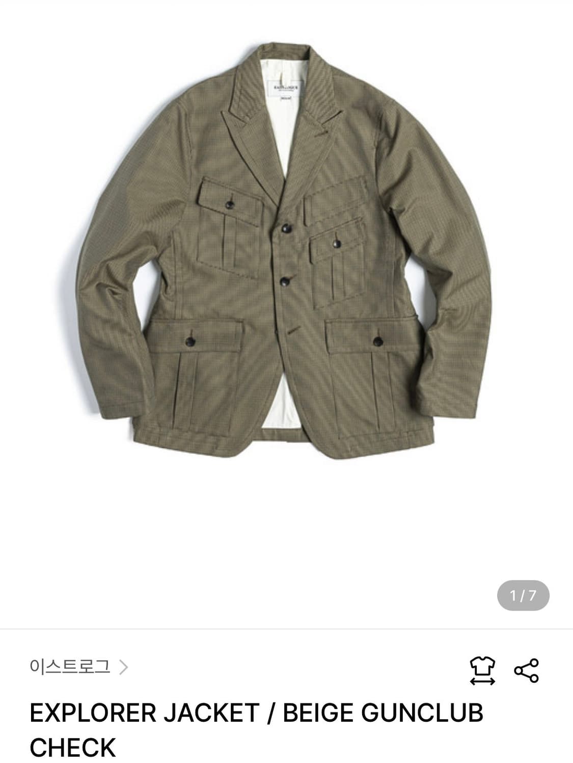 이스트로그 건클럽 체크 자켓 M 상품이미지1