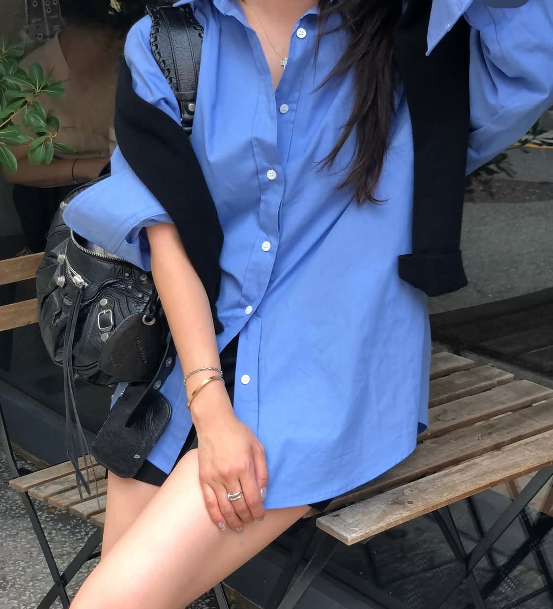 하엄지 자체 제작 딥블루 셔츠 새상품 상품이미지1