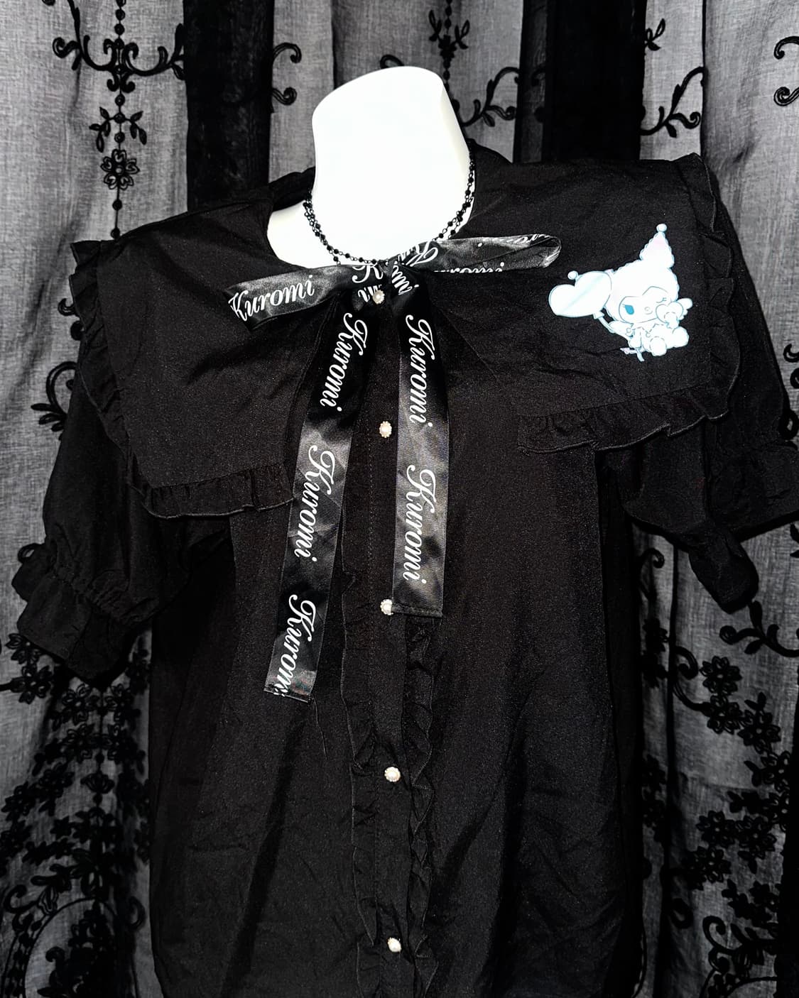 #kuromi gothic ribbon blouse 상품이미지2
