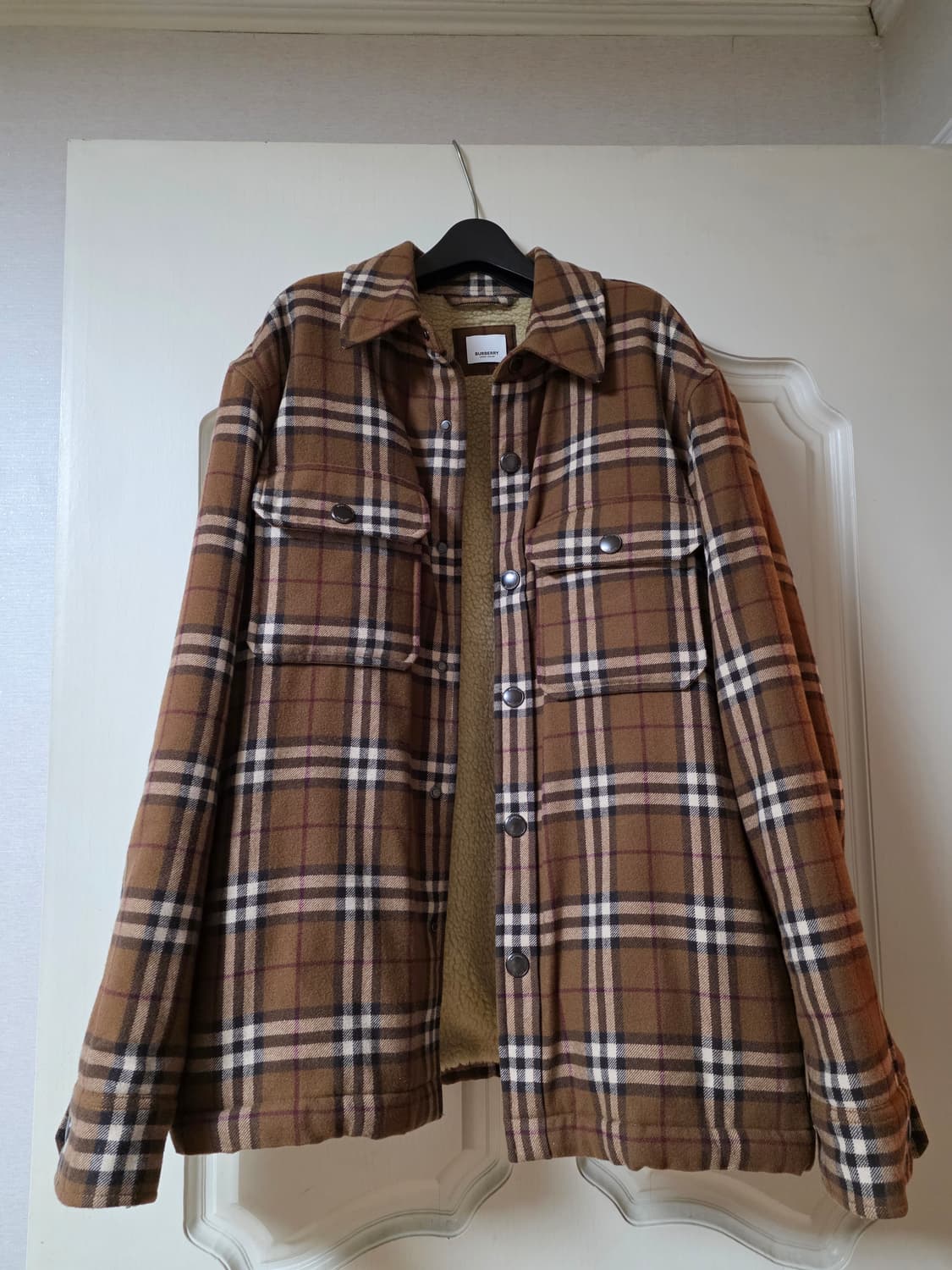 버버리 체크 울 시어링 양털 자켓 상품이미지1