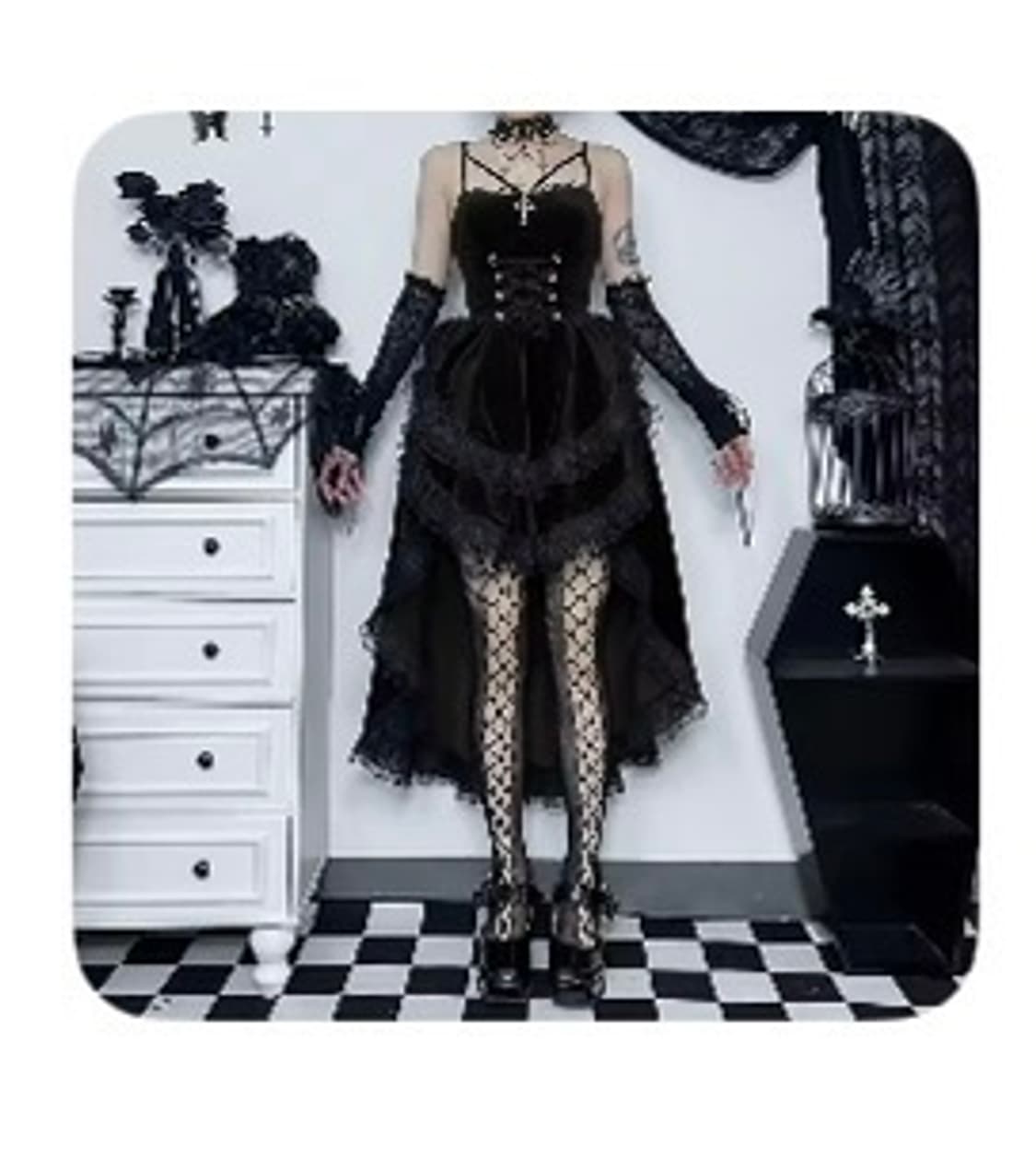 고딕 고스 원피스 알리 블랙 드레스 상품이미지2