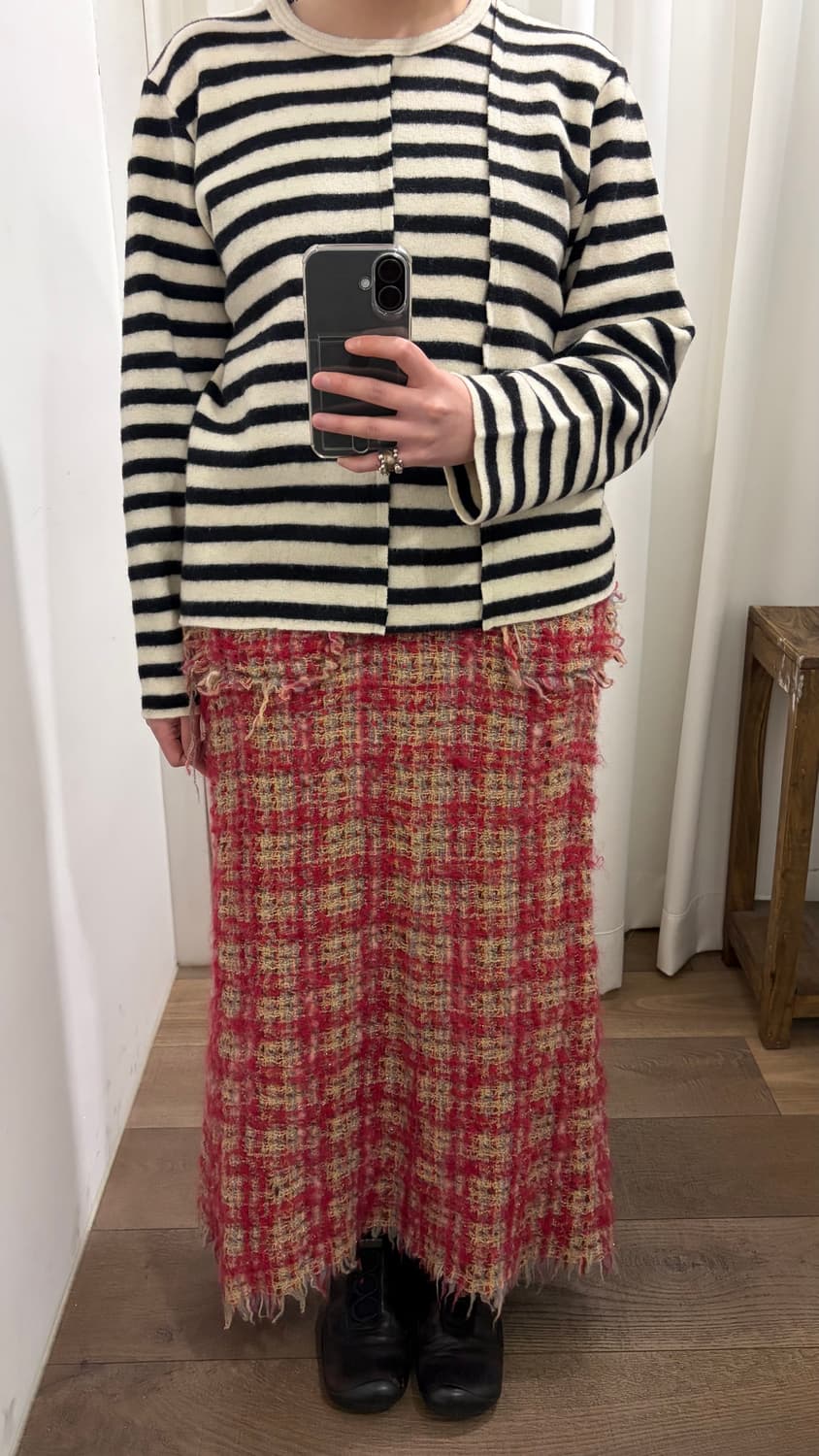 Distressed Detail Tweed Skirt 상품이미지10