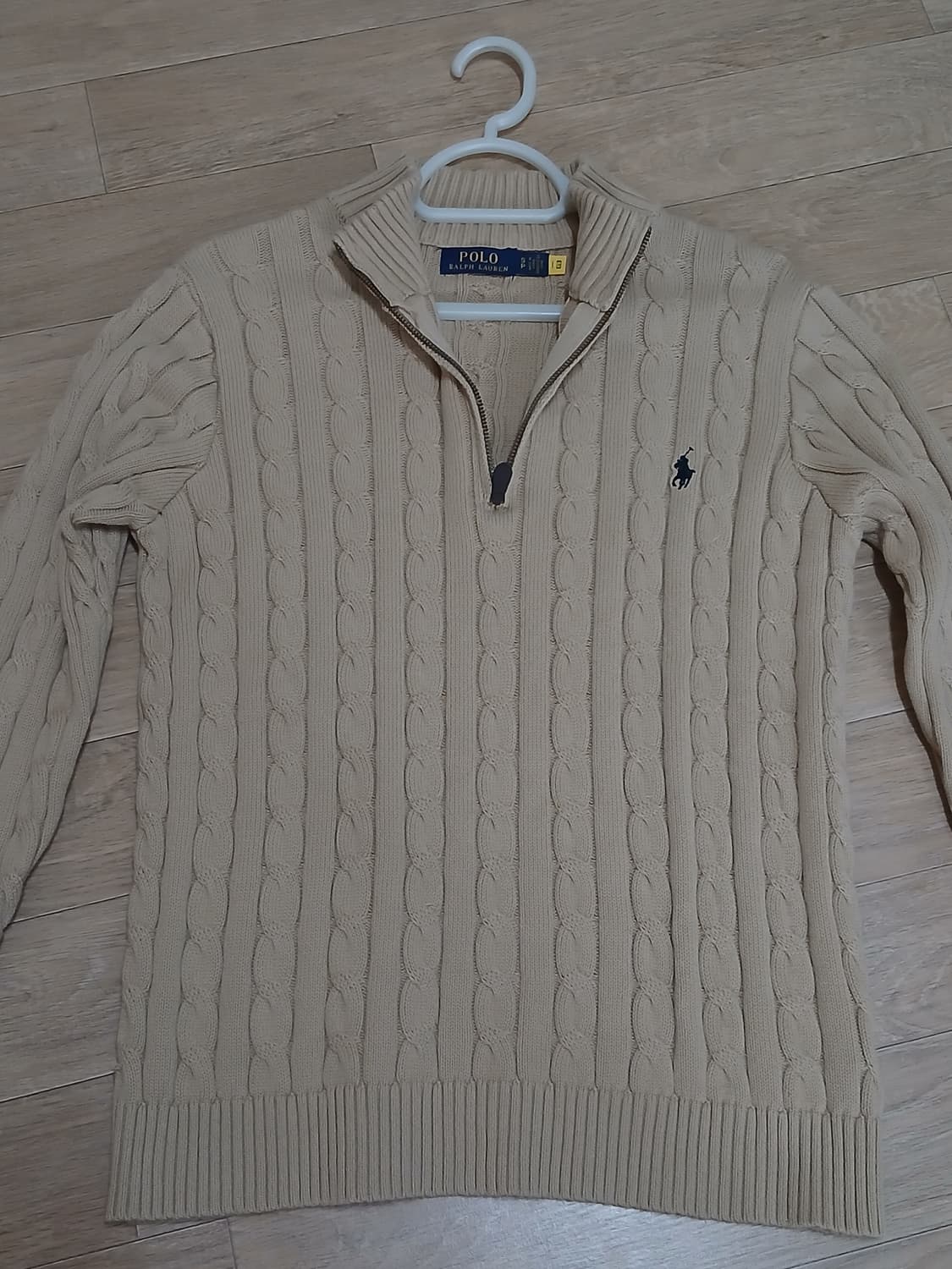 폴로 반집업 꽈배기 니트 베이지 s사이즈 상품이미지2