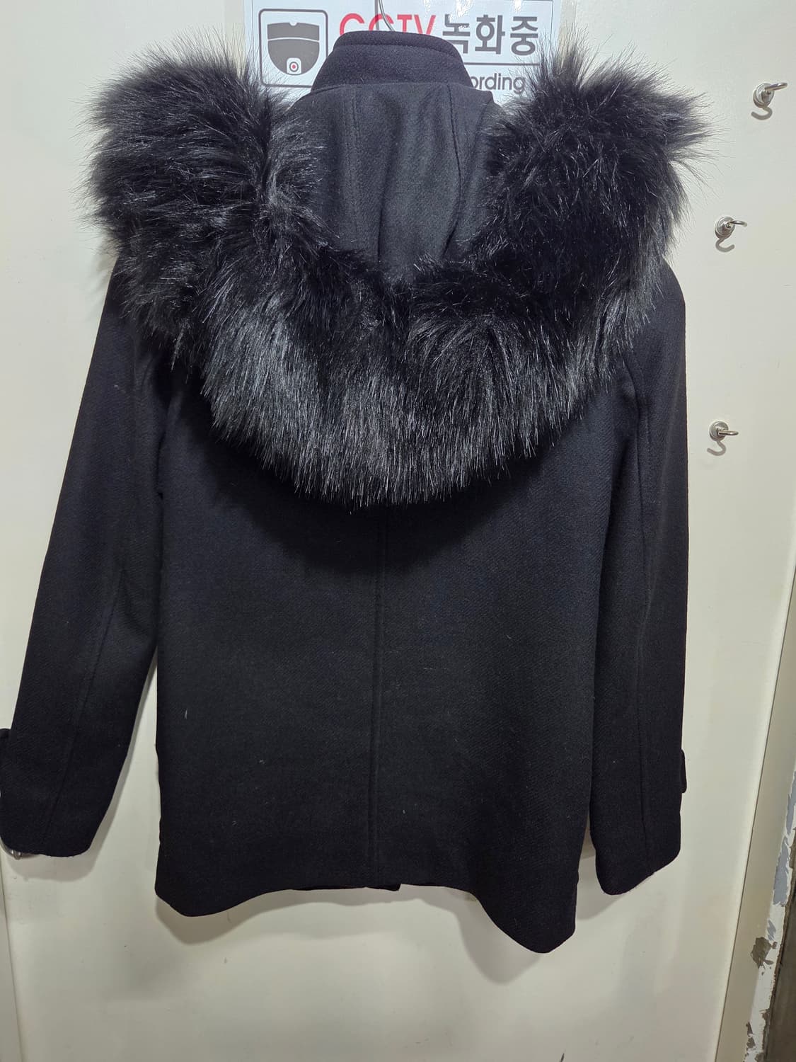 블랙 후드 퍼더블코트 상품이미지2