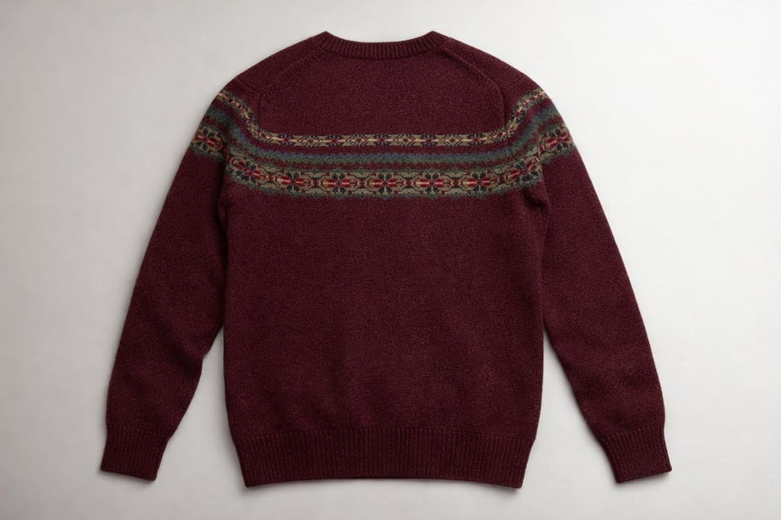 JPN 유니클로 울100% 페어아일 니트 버건디 L 상품이미지2