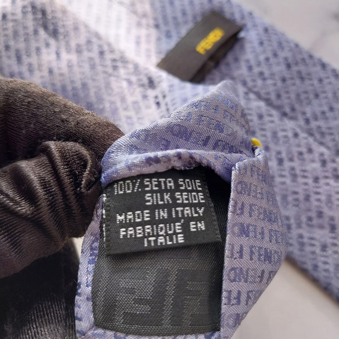 펜디 실크 블루&바이올렛 이니셜 자카드 넥타이 9cm A+등급 K1643 상품이미지10