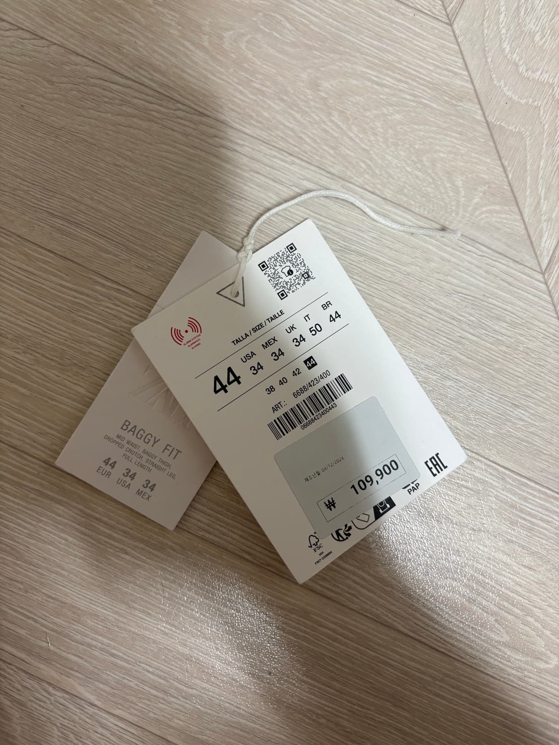 [34] 자라 워싱 프린트 배기 핏 진 상품이미지4