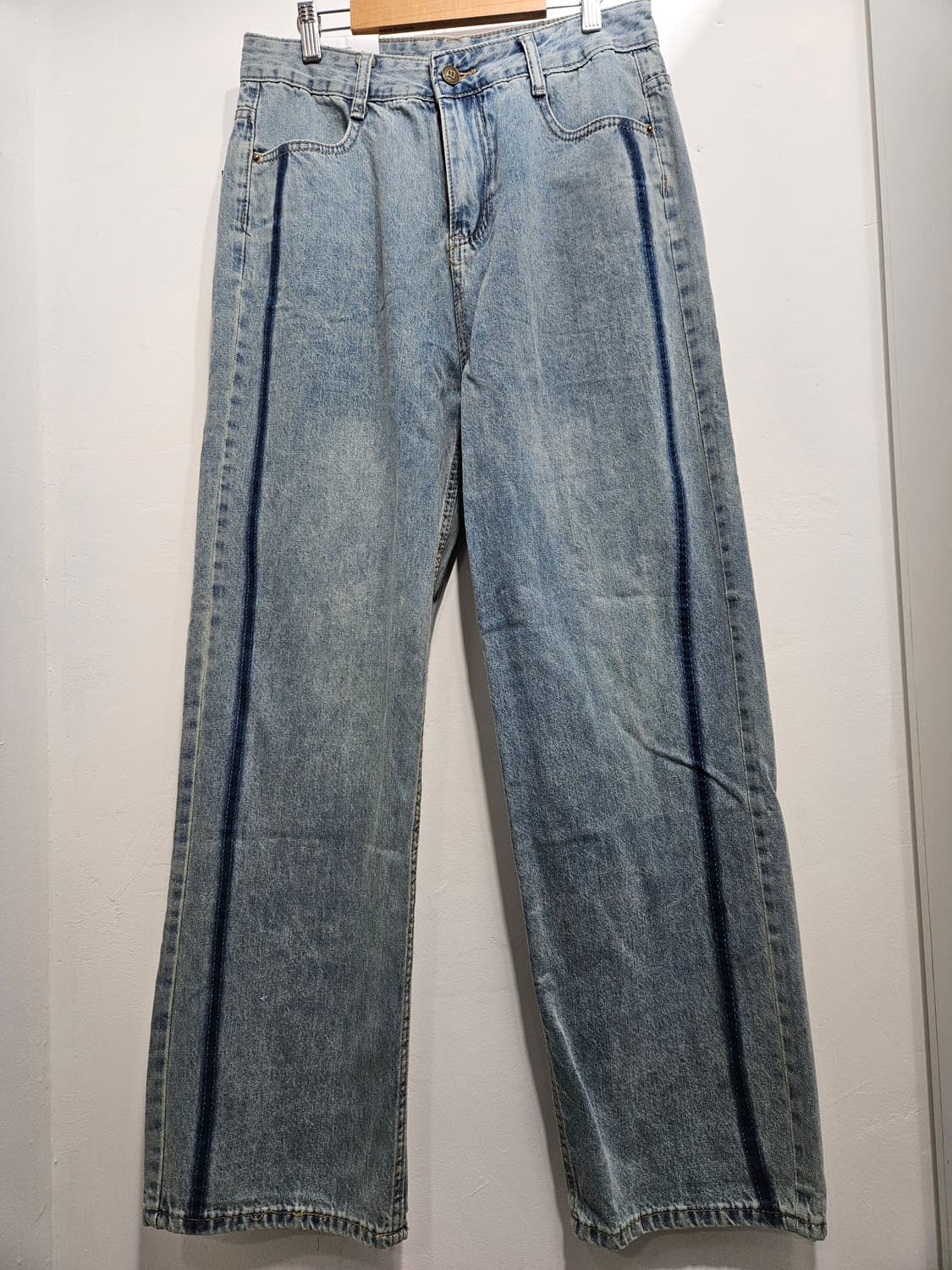 옆줄 데님 와이드 팬츠 2XL  상품이미지4